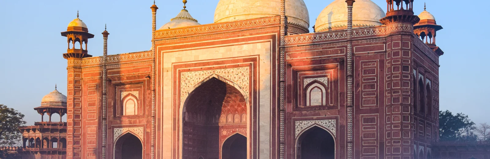 Skyline of Dayalbagh, Agra at golden hour