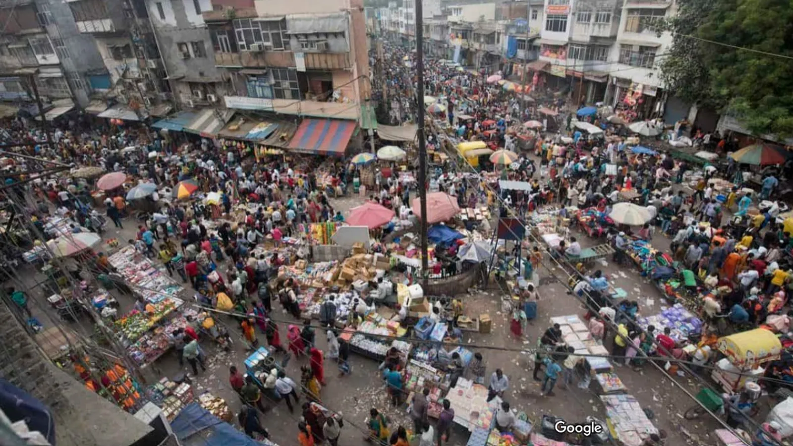 Aerial view of Sadar Bazar Area, Ahmedabad