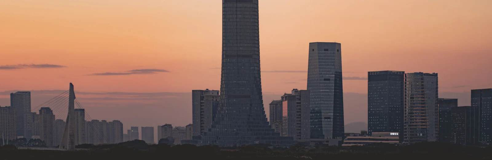 Skyline of Vanzar, Ahmedabad at golden hour