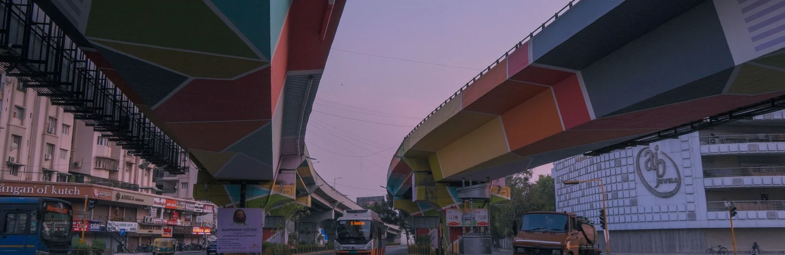 Skyline of Vasna Hathmatiya, Ahmedabad at golden hour