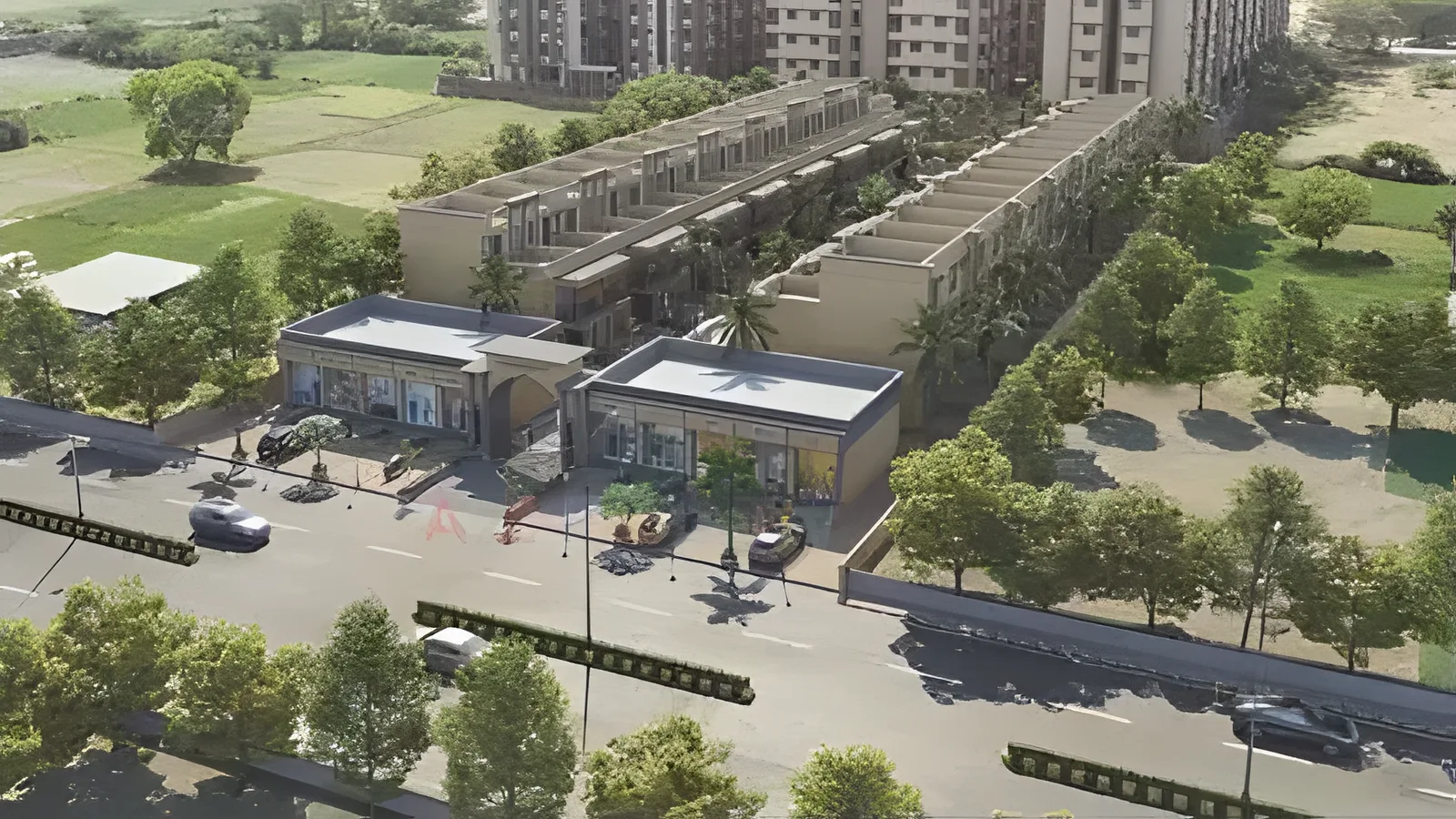 Aerial view of Vatva Ropda Road, Ahmedabad
