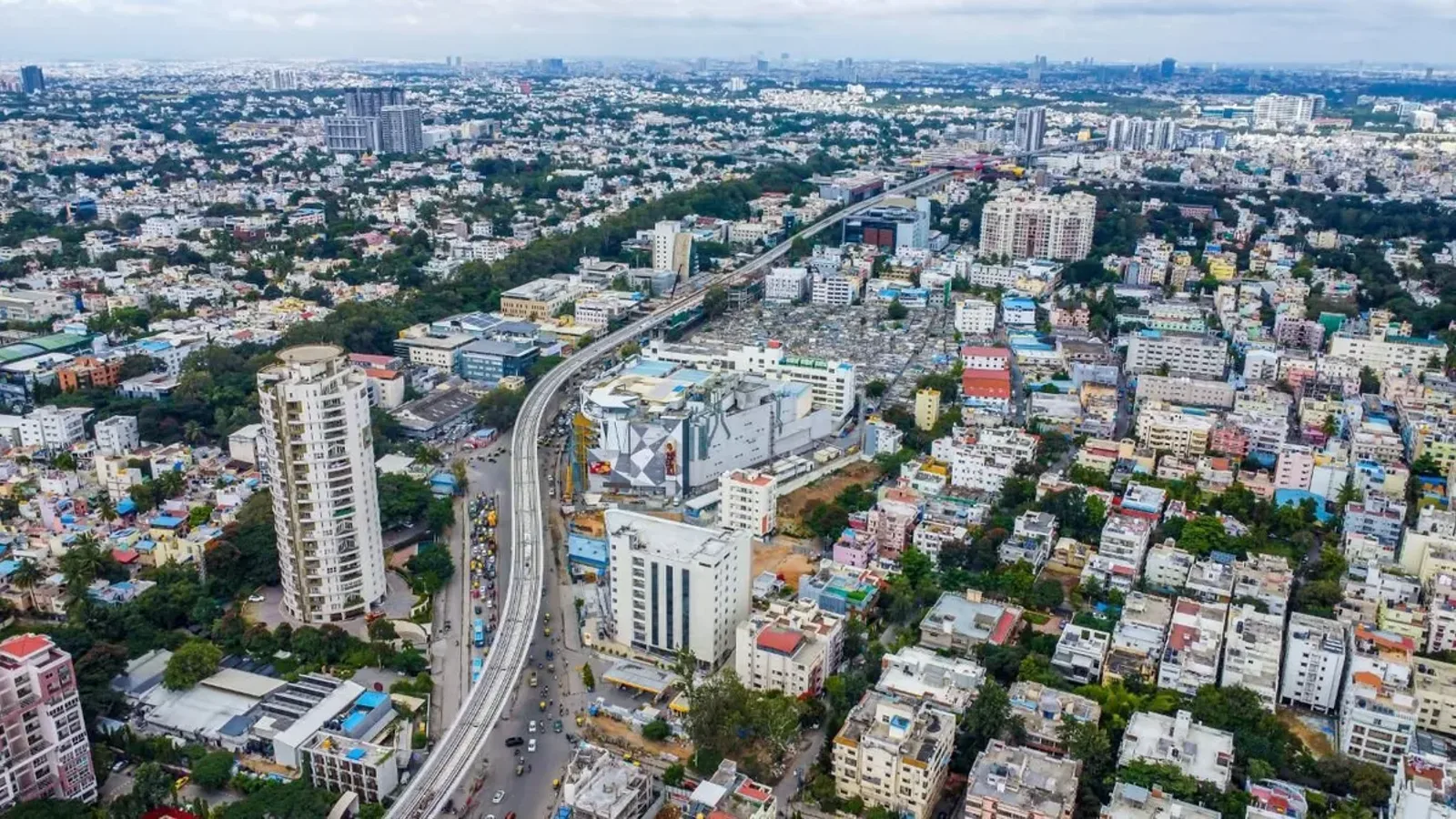 Aerial view of Marathahalli, Bengaluru