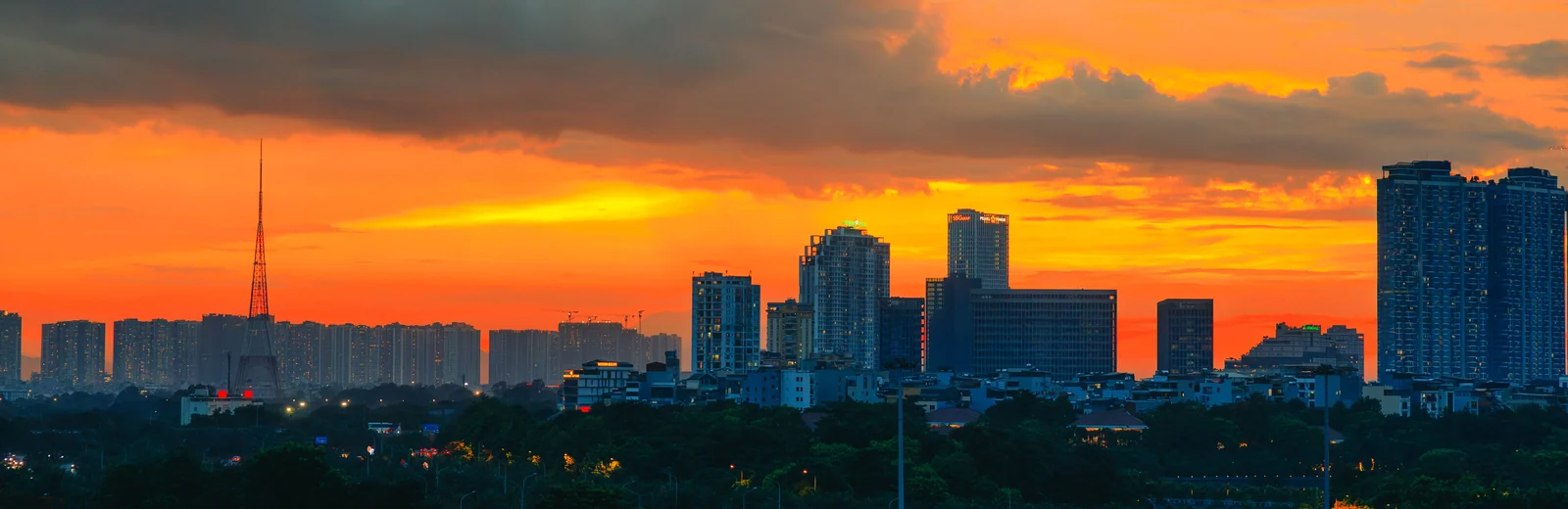 Skyline of Egattur, Chennai at golden hour