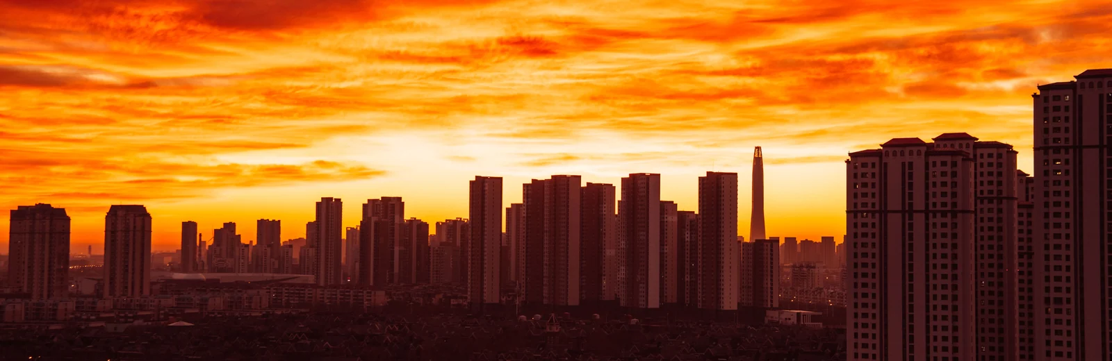 Skyline of Palavakkam, Chennai at golden hour