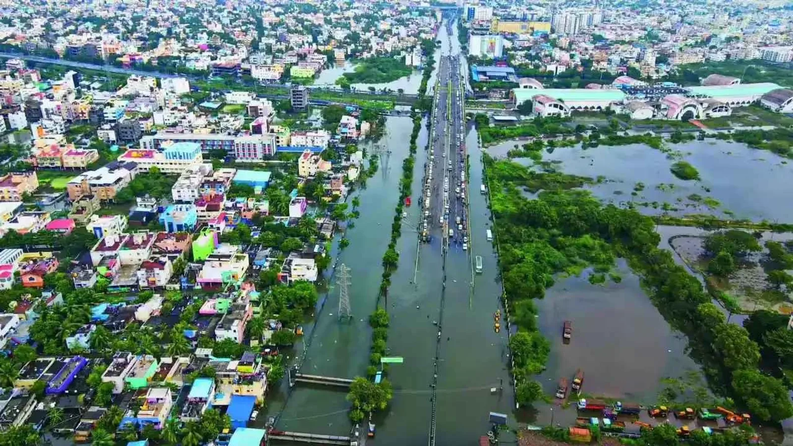 Aerial view of Pallikaranai, Chennai
