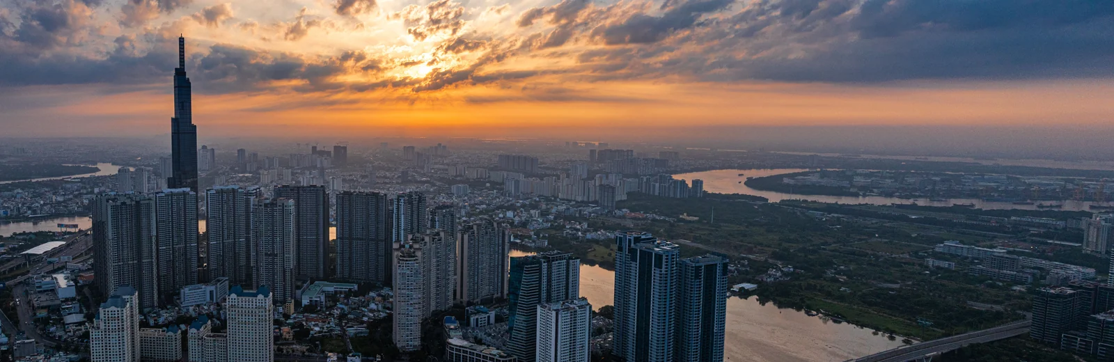 Skyline of Sholinganallur, Chennai at golden hour