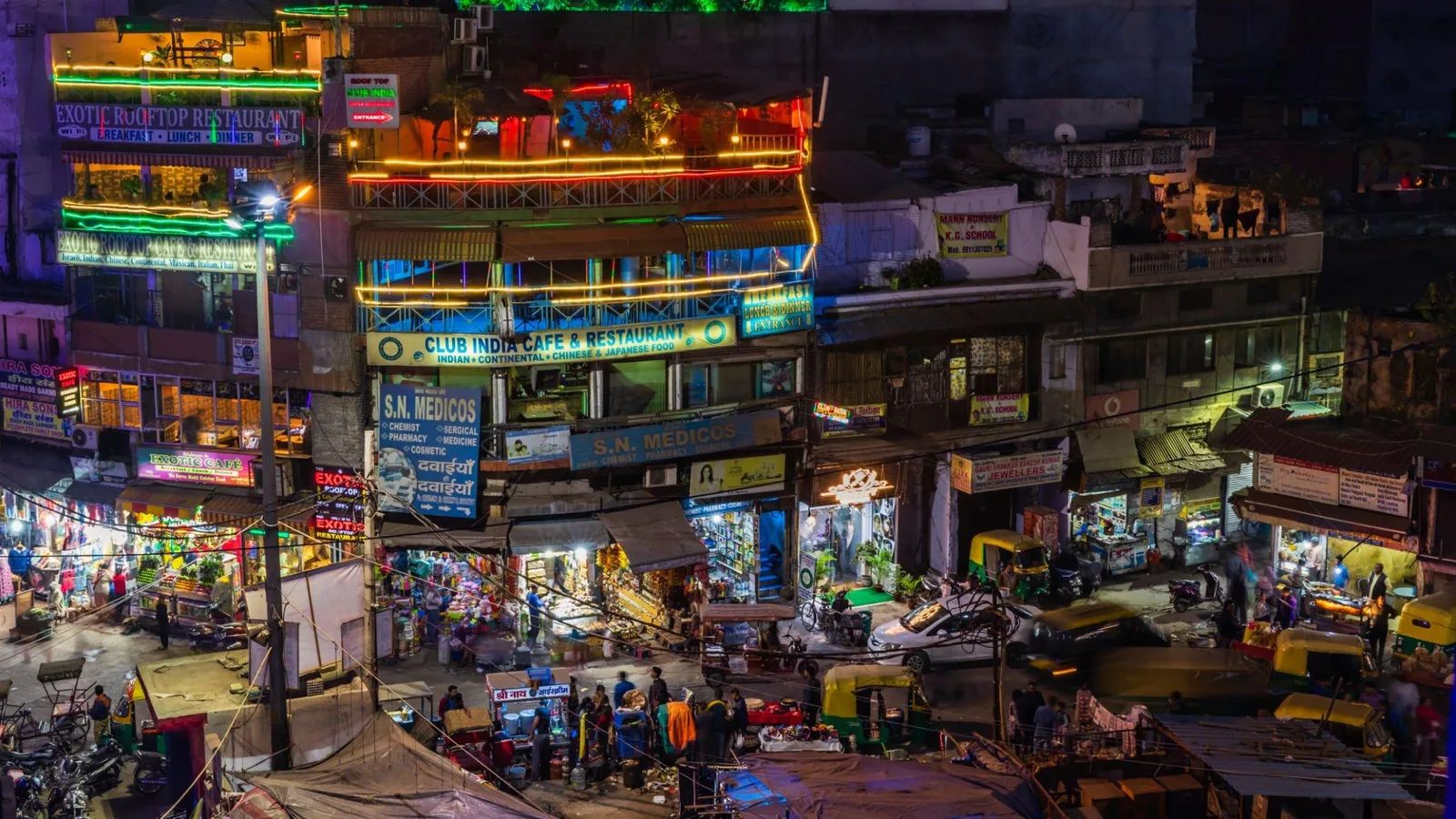 Aerial view of Paharganj, Delhi