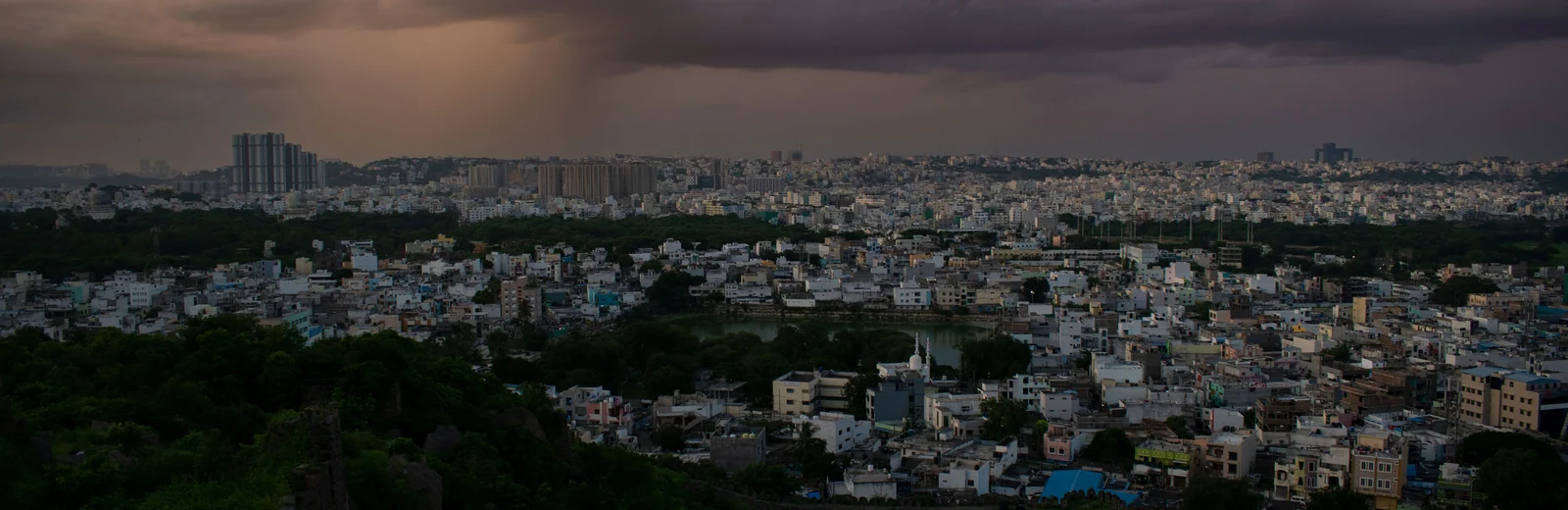 Skyline of Mehdipatnam, Hyderabad at golden hour