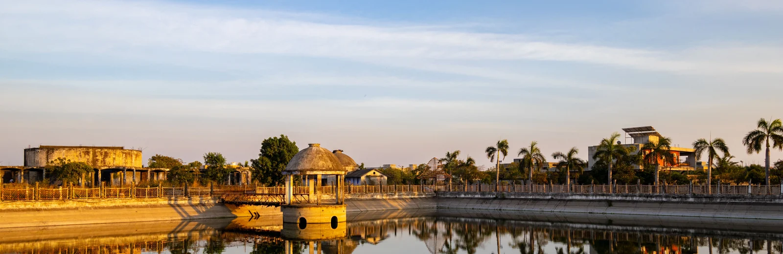 Skyline of Khatiwala Tank, Indore at golden hour