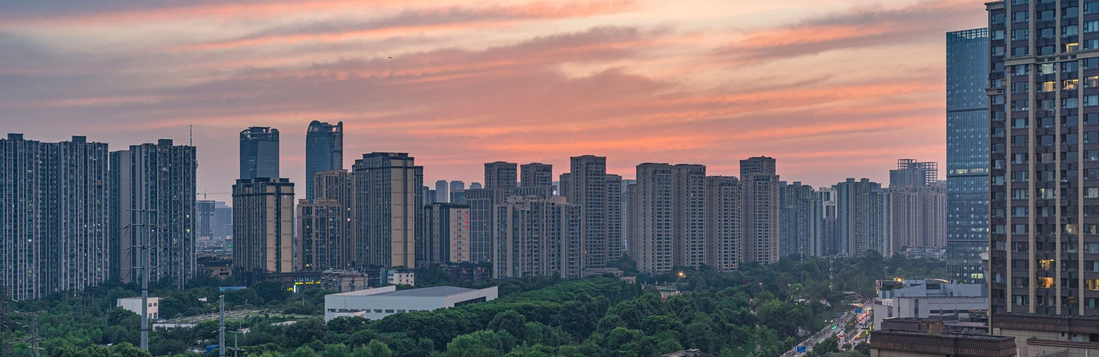 Skyline of Pardesipura, Indore at golden hour