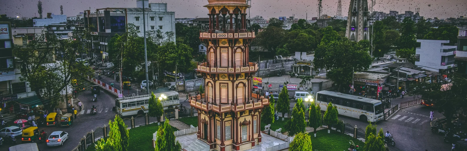 Skyline of Gujarati Colony, Jabalpur at golden hour
