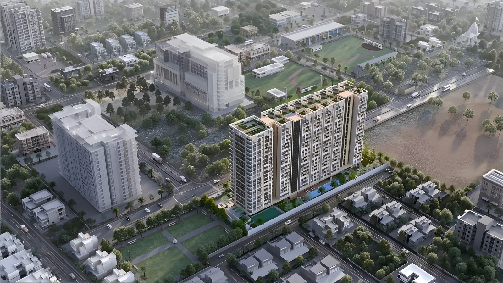 Aerial view of Vaishali Nagar, Jaipur