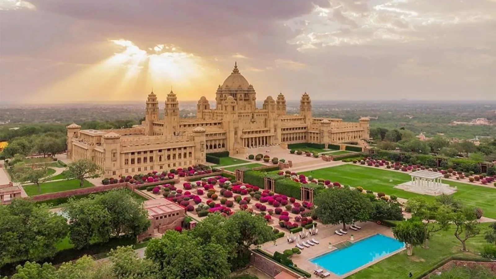Aerial view of Lal Umaid Bhawan grounds, Jodhpur