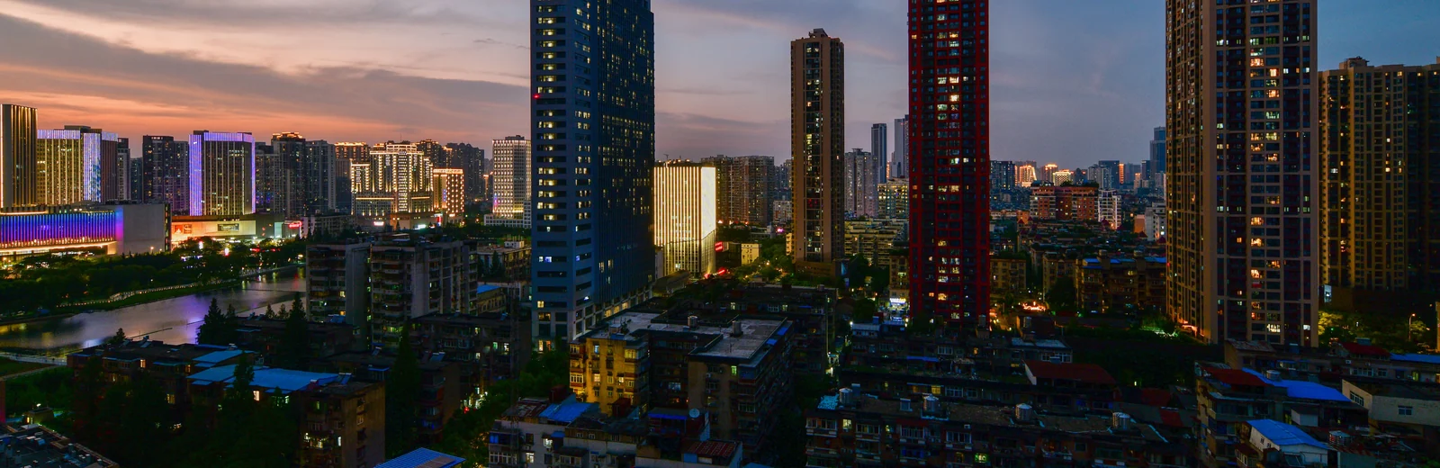 Skyline of Kanchan Nagar, Kanpur at golden hour