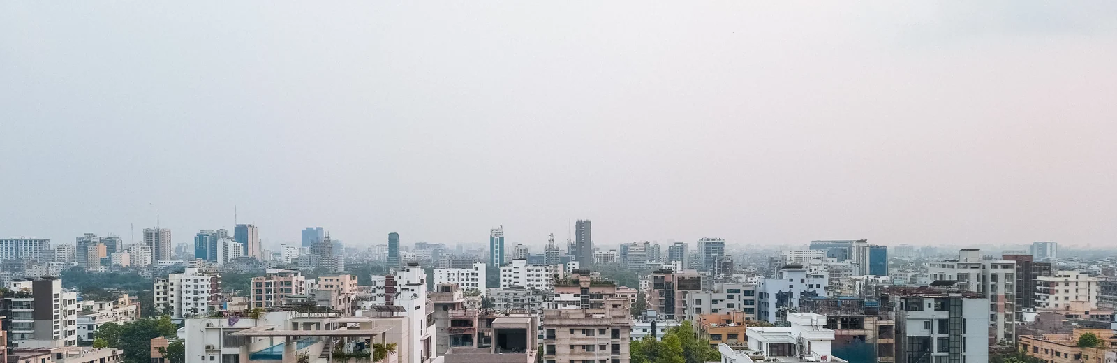 Skyline of Baghajatin Pally, Kolkata at golden hour