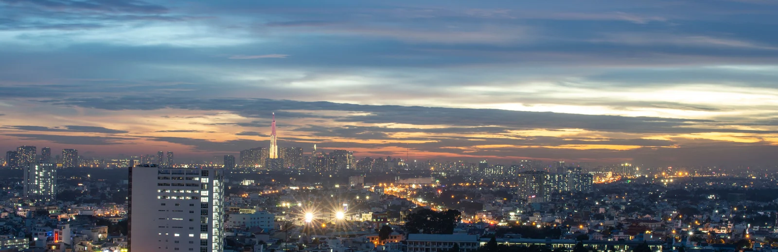 Skyline of Ballygunge, Kolkata at golden hour