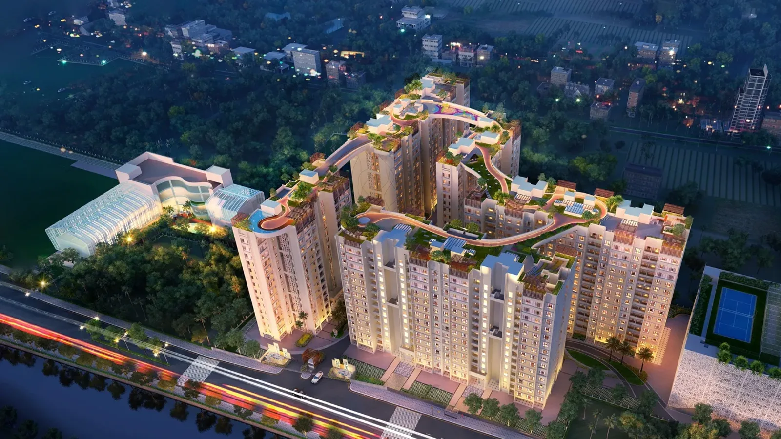 Aerial view of NSC Bose Road, Kolkata