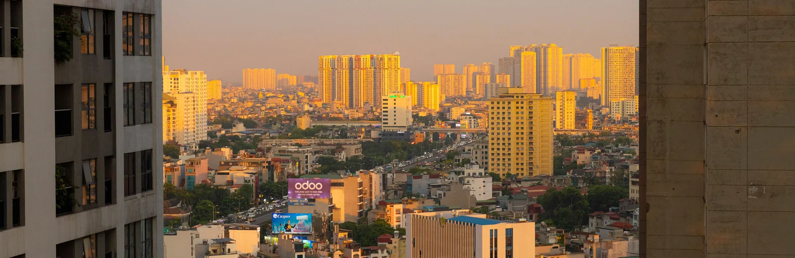 Skyline of Shirakol, Kolkata at golden hour