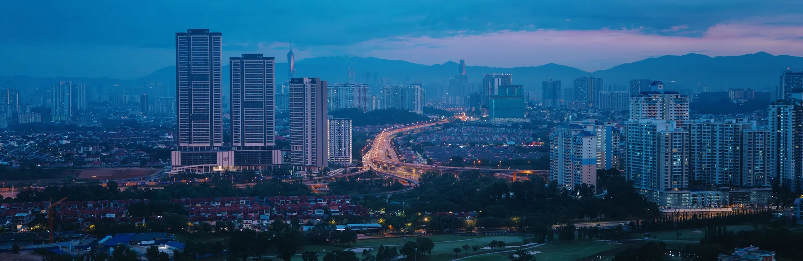 Skyline of Phase 1, Mohali at golden hour