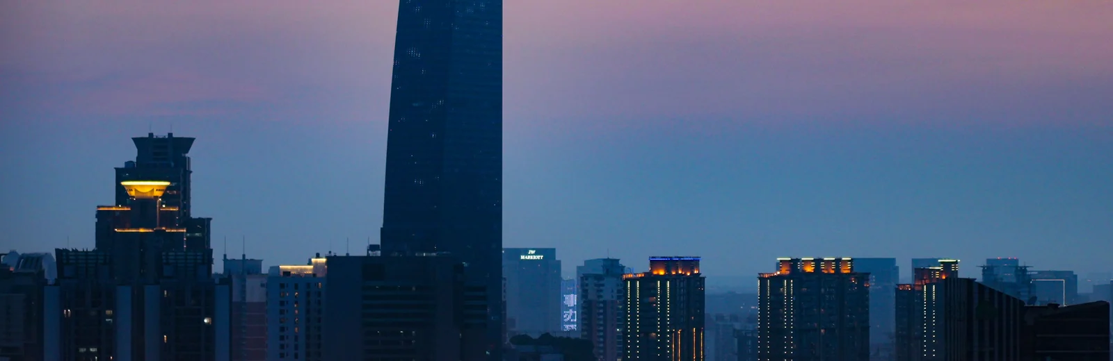 Skyline of Bandra Kurla Complex, Mumbai at golden hour