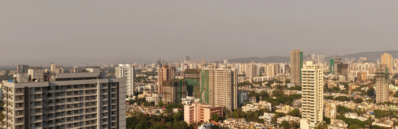 Skyline of Grant Road, Mumbai at golden hour