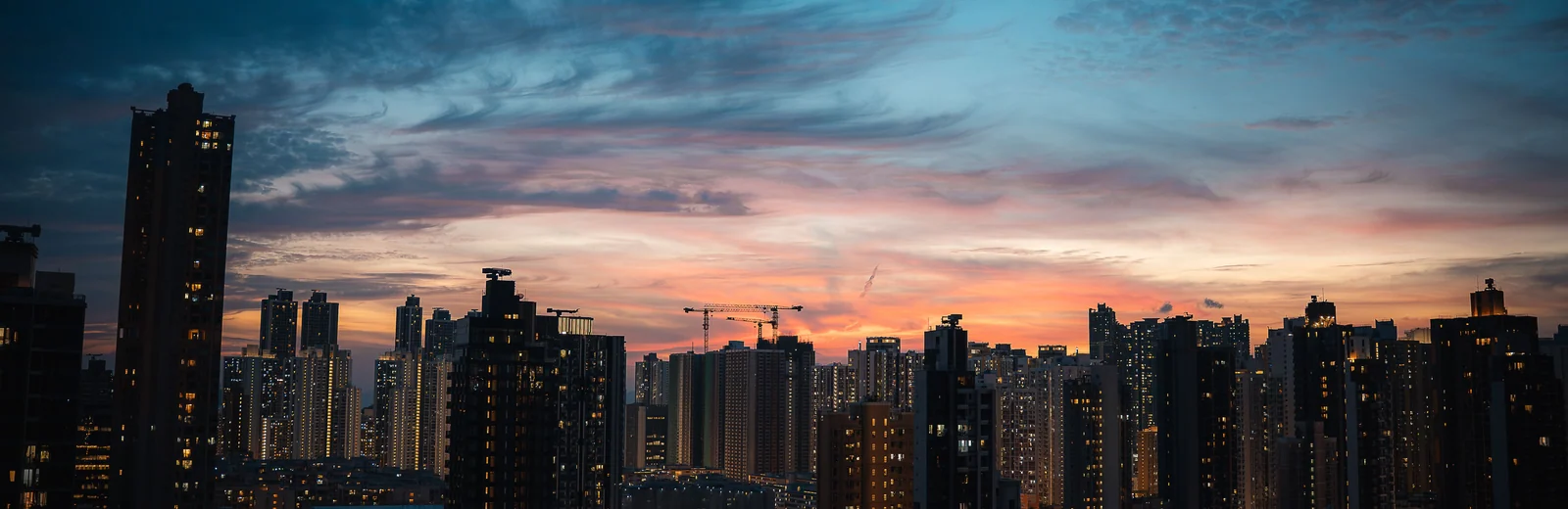 Skyline of Vasai East, Mumbai at golden hour