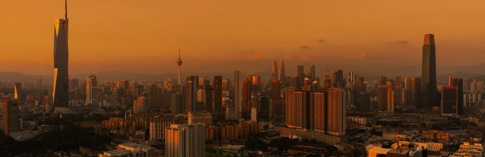 Skyline of Sector 21, Noida at golden hour