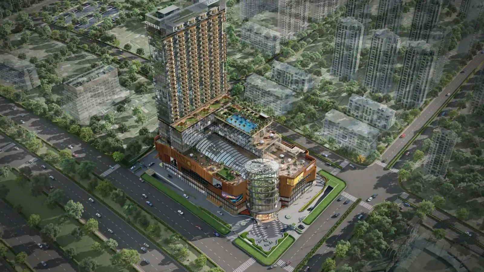 Aerial view of Sector 65, Noida