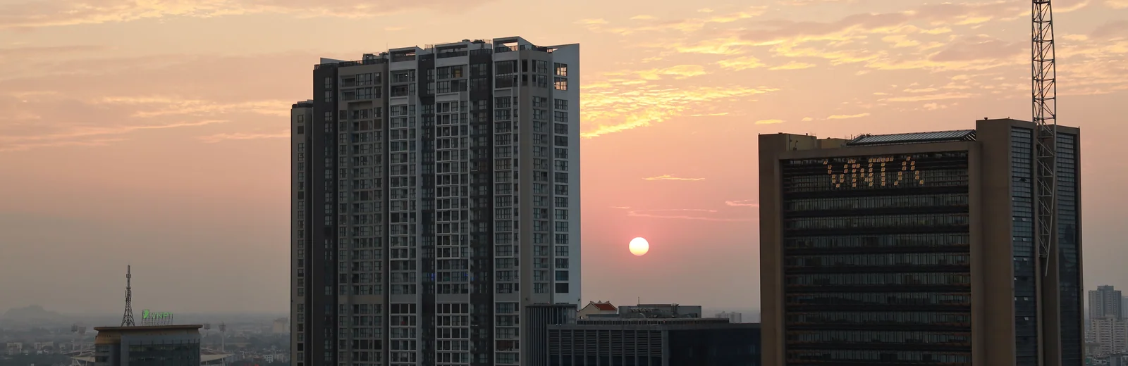 Skyline of Sector 68, Noida at golden hour
