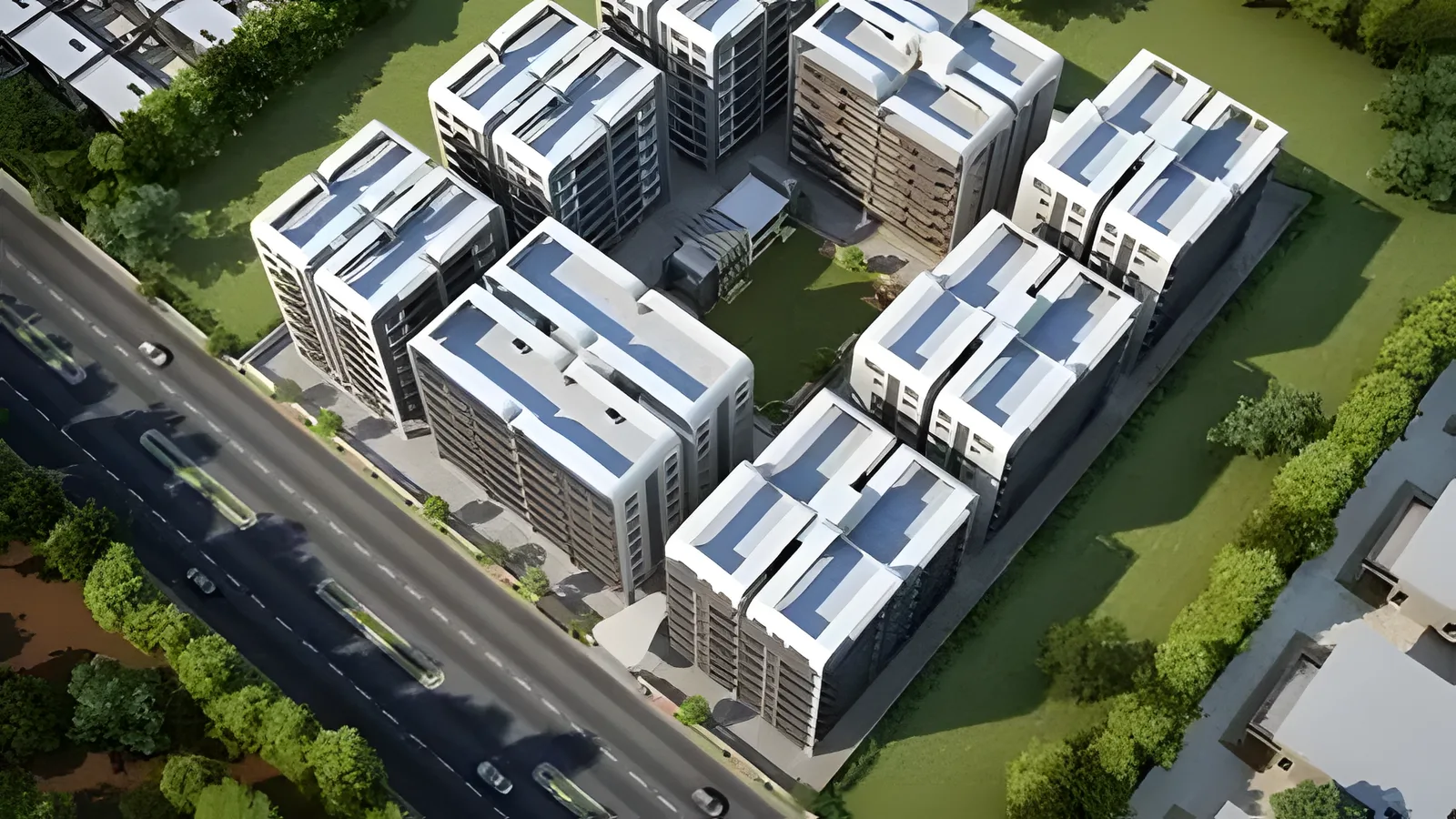 Aerial view of AJ Park, Rajkot