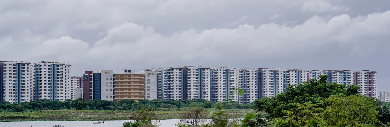 Skyline of Lakhajiraj Shramjivi Society, Rajkot at golden hour