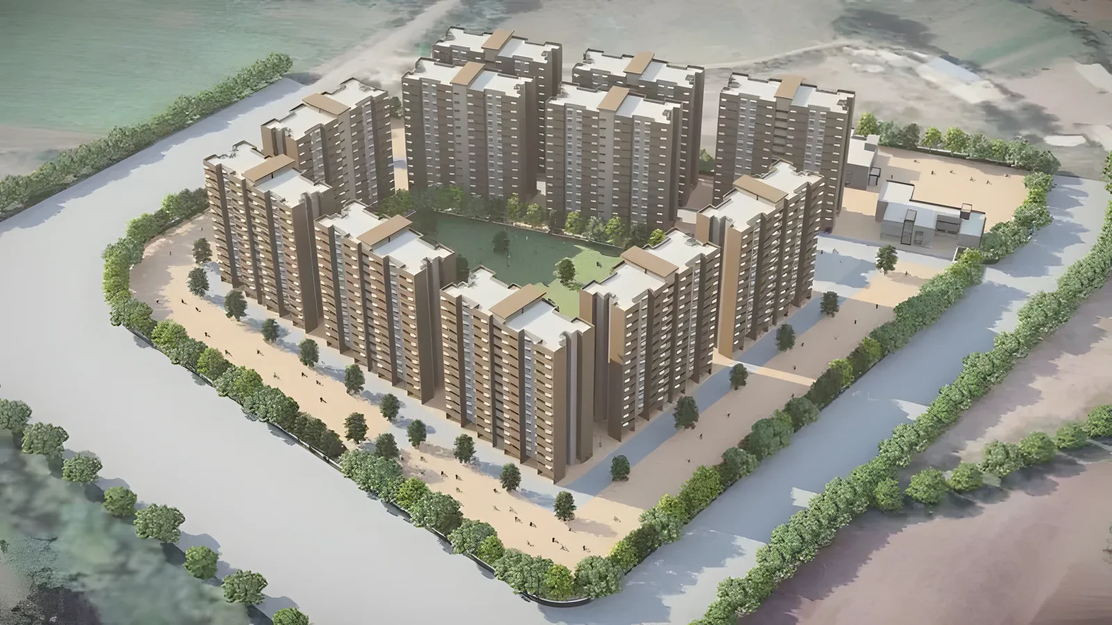 Aerial view of Lakhajiraj Shramjivi Society, Rajkot