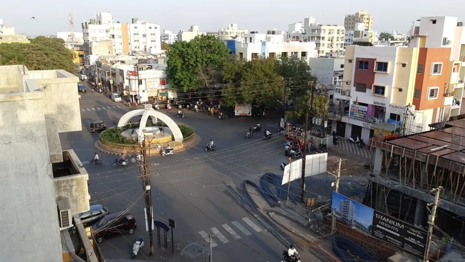 Aerial view of Mohan Bhat Sarwaya Chowk, Rajkot