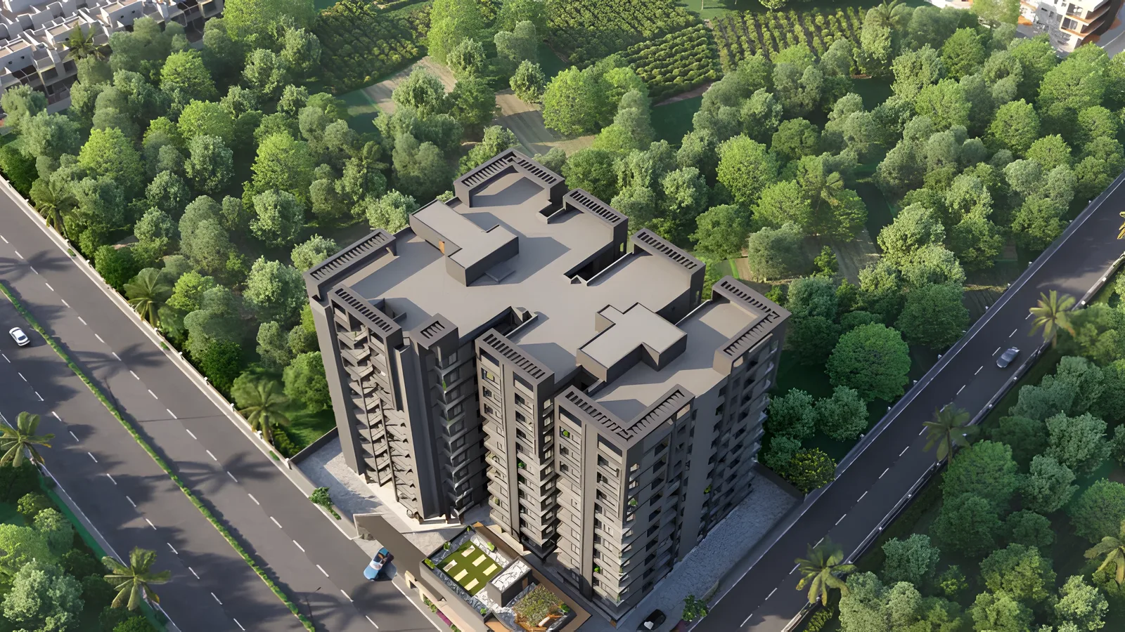 Aerial view of New Shakti Society, Rajkot