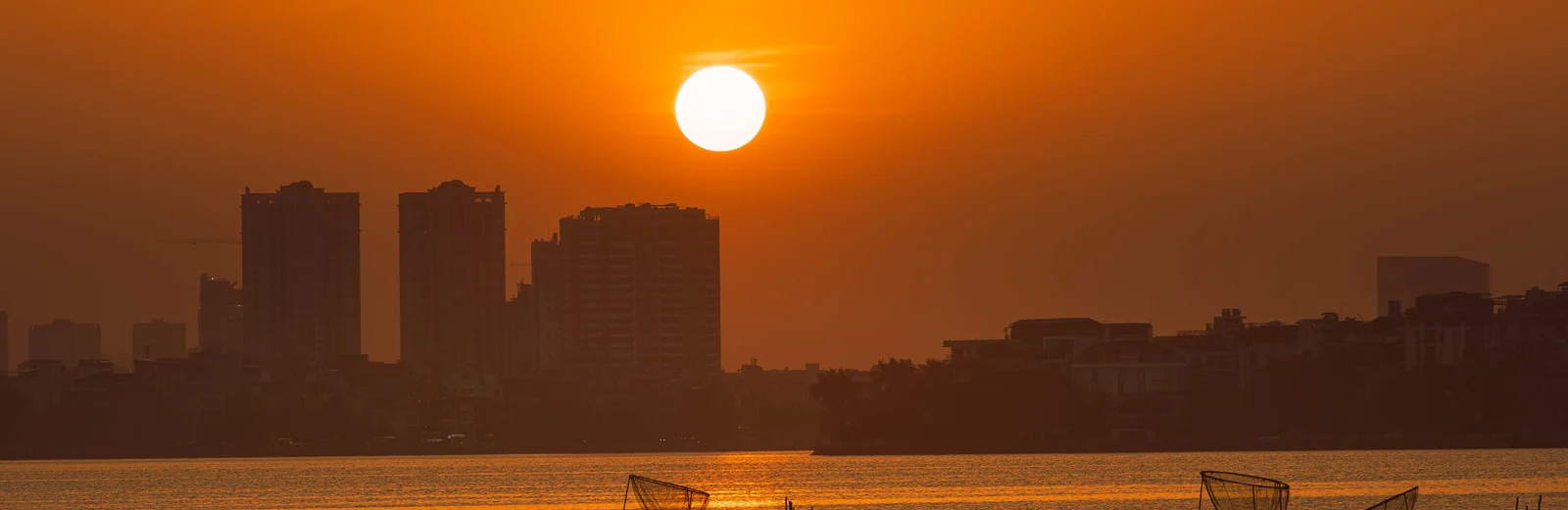 Skyline of Anwar Nagar, Surat at golden hour