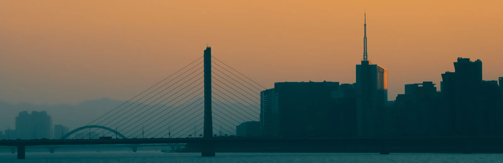 Skyline of Chota Pul, Surat at golden hour