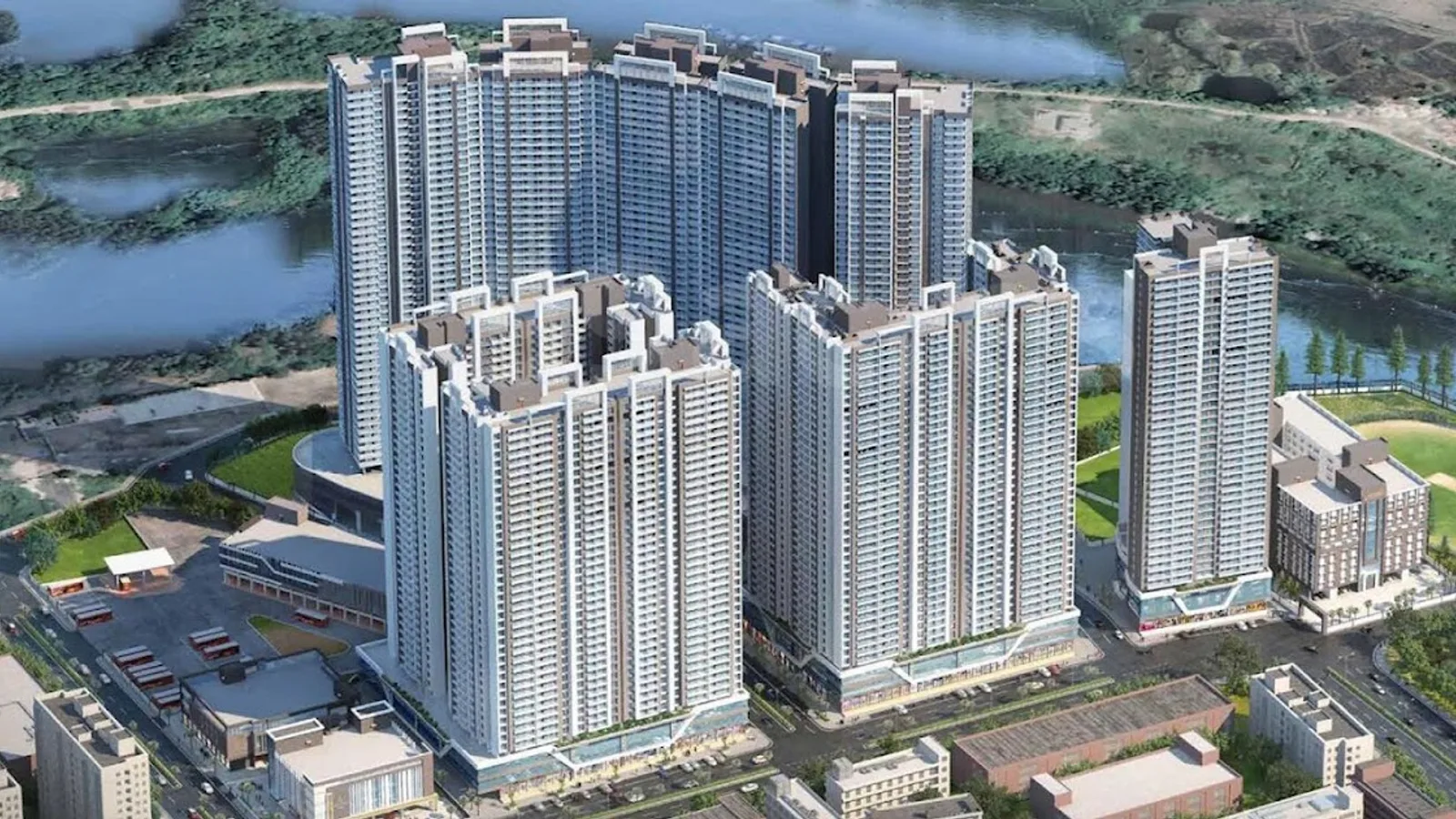 Aerial view of Kausa, Thane