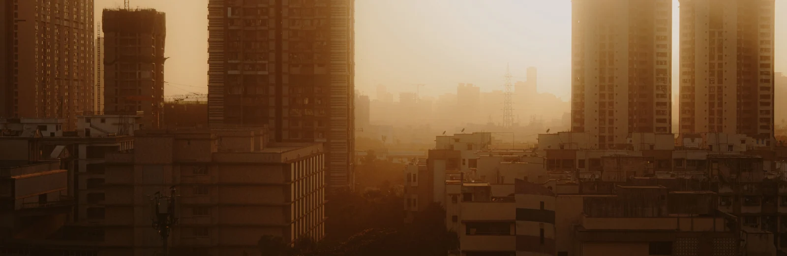 Skyline of Mumbra, Thane at golden hour