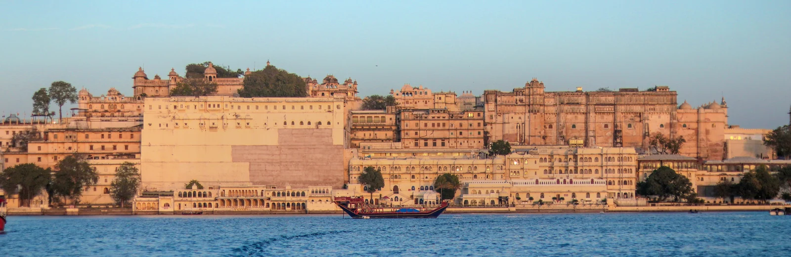 Skyline of Ambika Nagar, Udaipur at golden hour