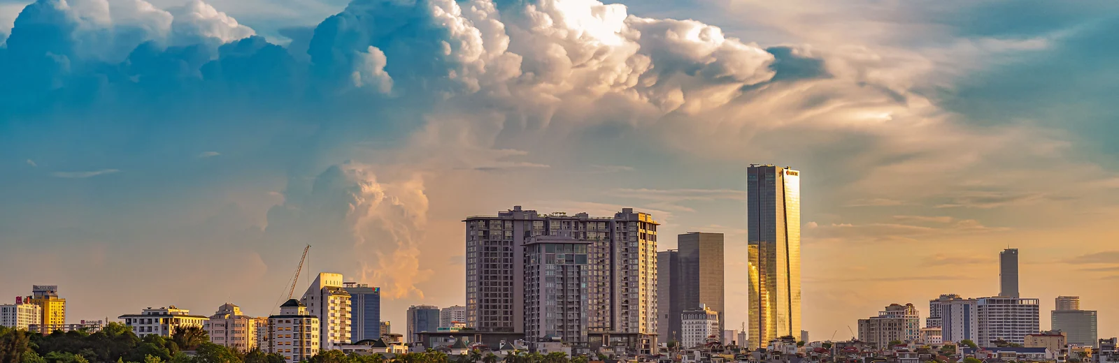 Skyline of Dumad Chowkdi, Vadodara at golden hour