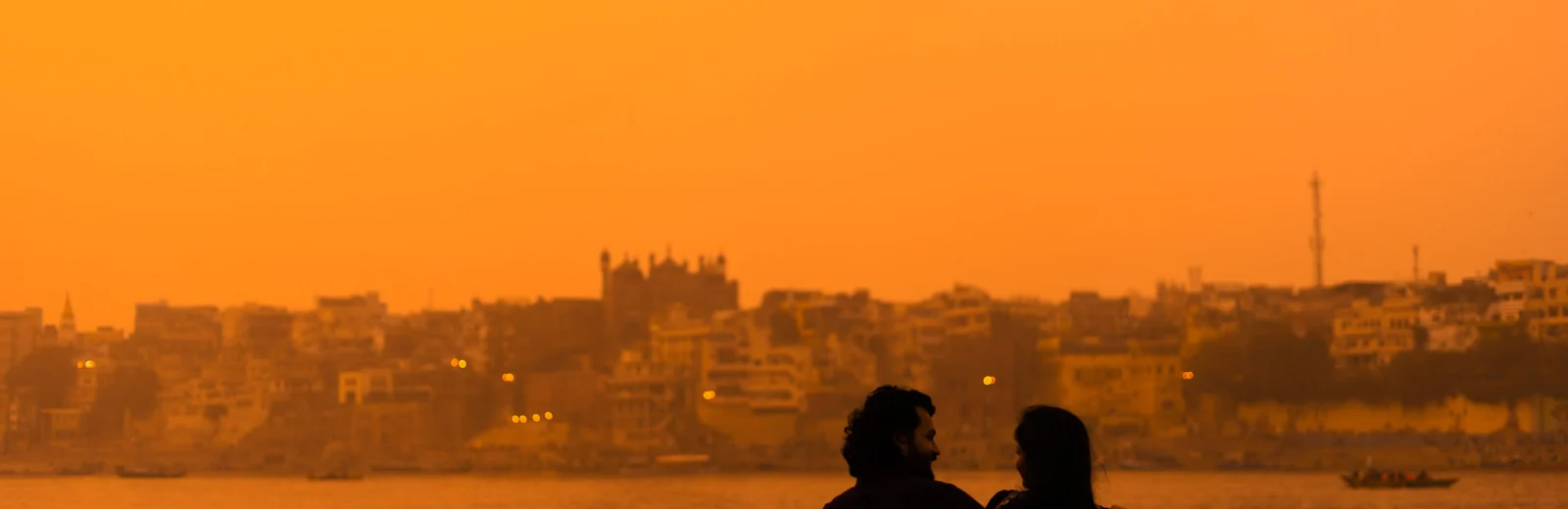 Skyline of Harpalpur, Varanasi at golden hour