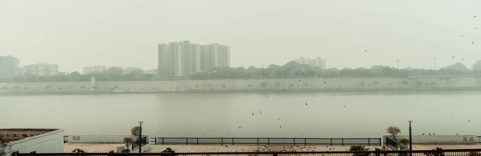 Skyline of Raj Ghat, Varanasi at golden hour