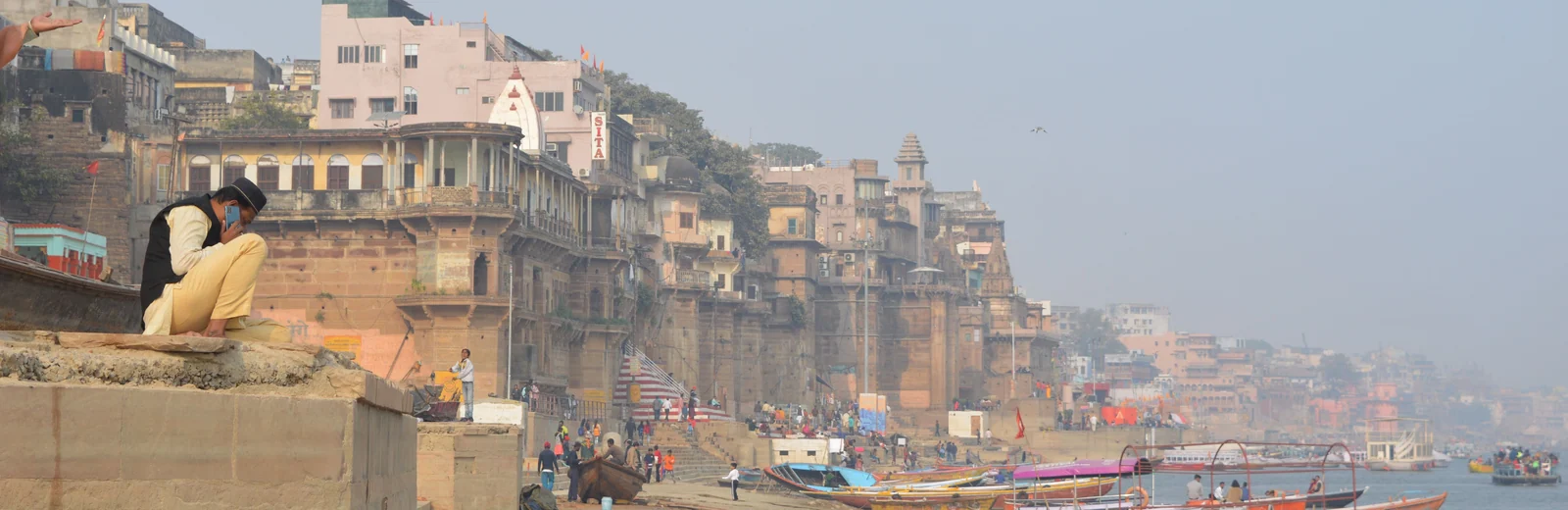 Skyline of Vishakarma Nagar Enterance, Varanasi at golden hour